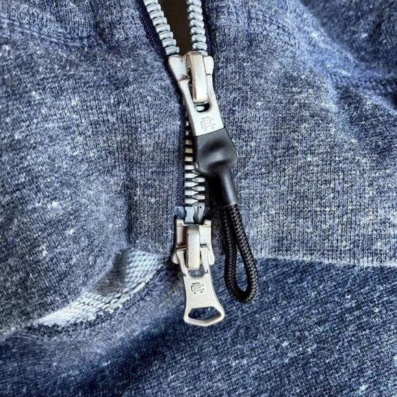 Adidas Reigning Champ Heathered Blue Long Sleeve Zip Up Hoodie Sweatshirt Large - Picture 4 of 12